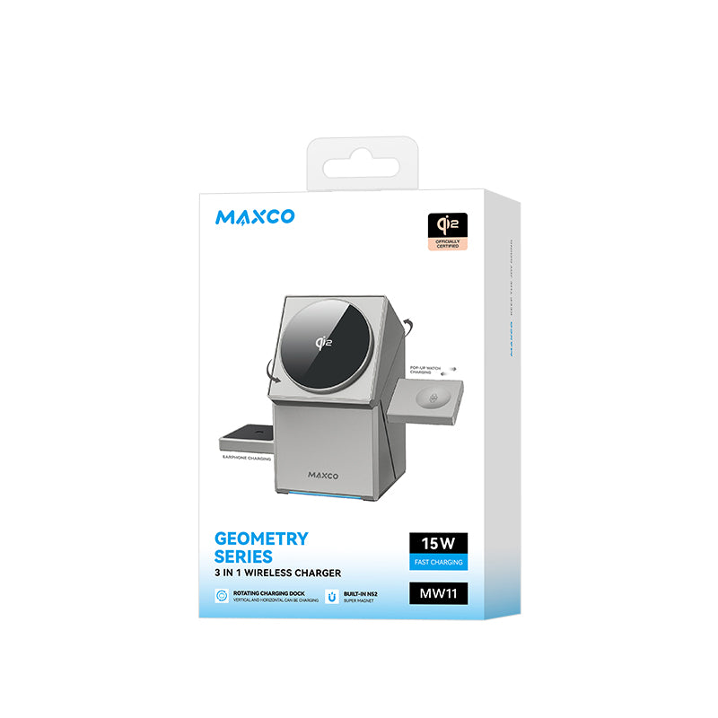 Geometric Qi2 360° Rotating 3-in-1 Wireless Charger