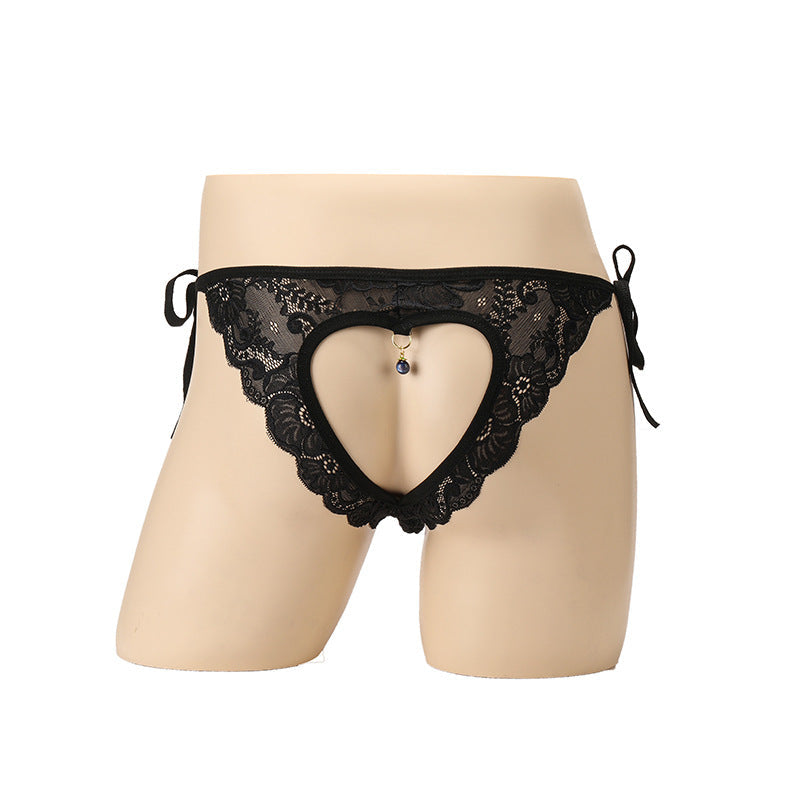 Sexy Slip mit herzförmigem Spitzenausschnitt und offenem Schritt