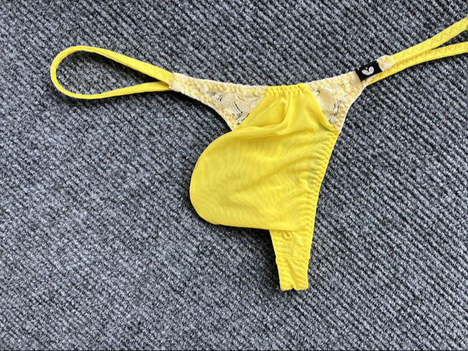Sexy Beutel-Tanga mit Spitzenbesatz 
