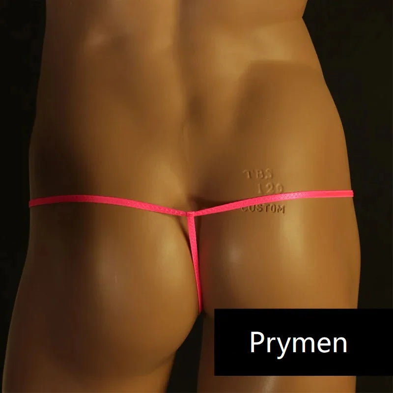 Pink men’s sexy G-string thong – back view with thin straps