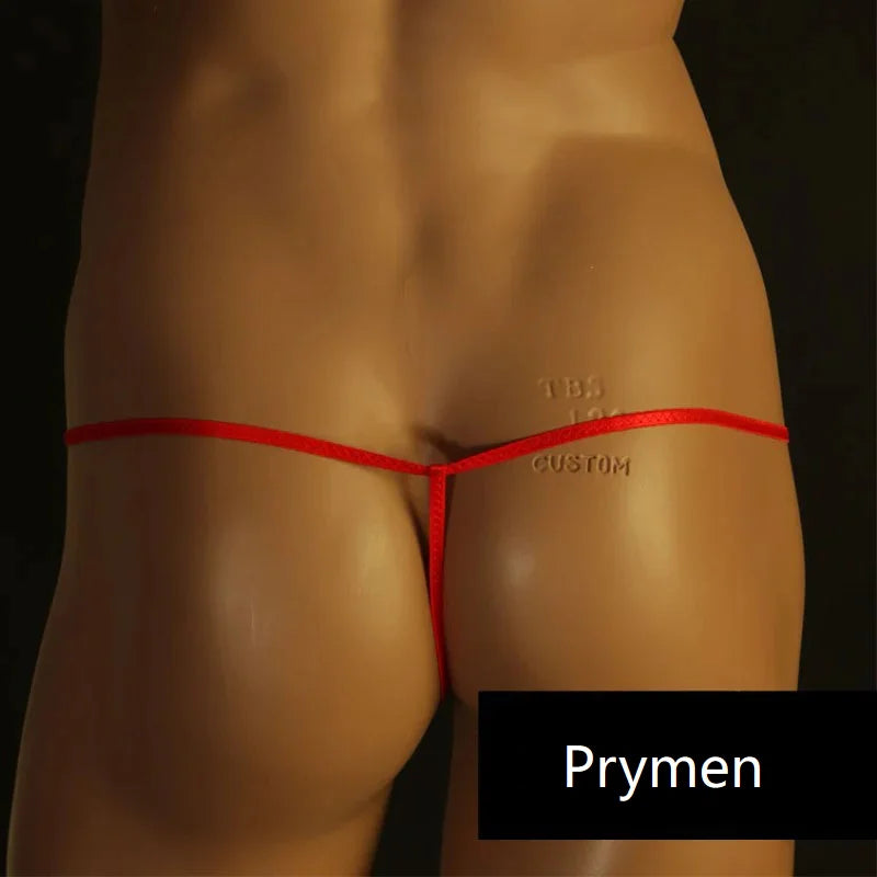Red men’s sexy G-string thong – back view with thin straps