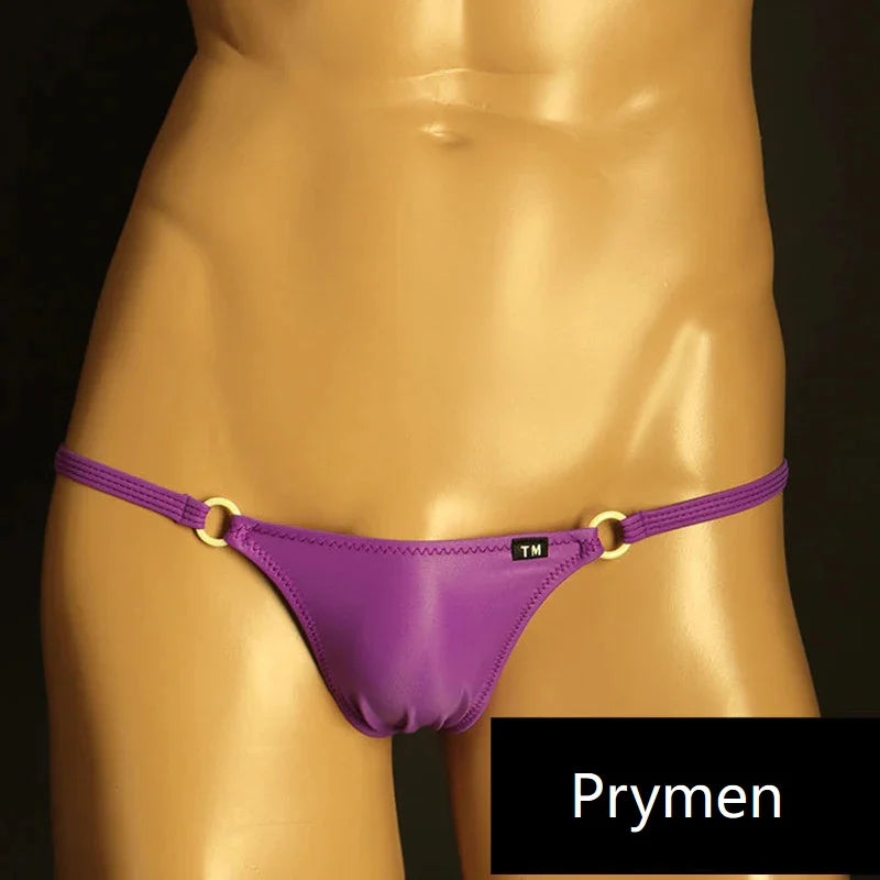 Purple G-string thong with low waist and ring detail
